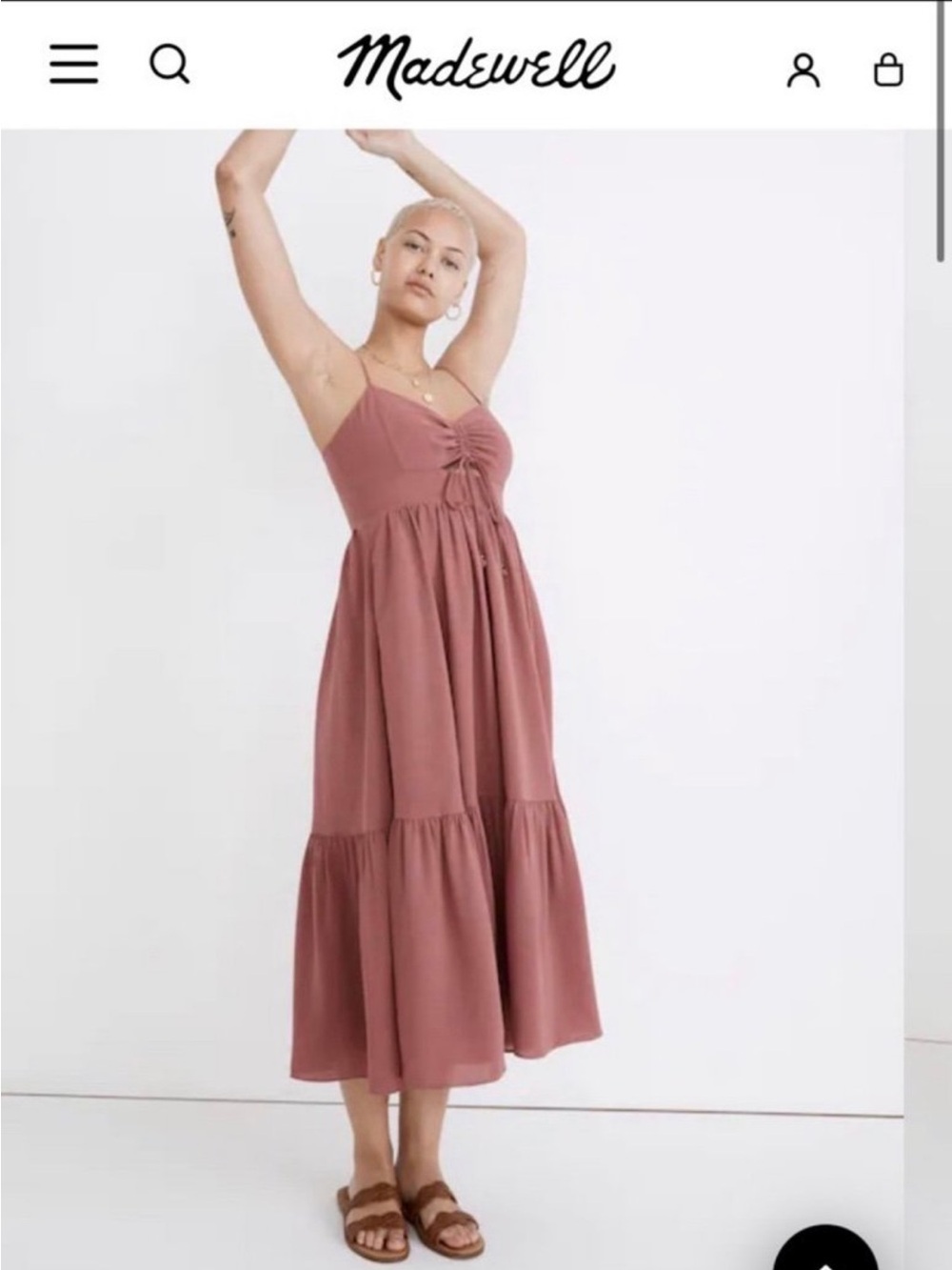 Madewell Dusty Rose Tiered Midi Dress